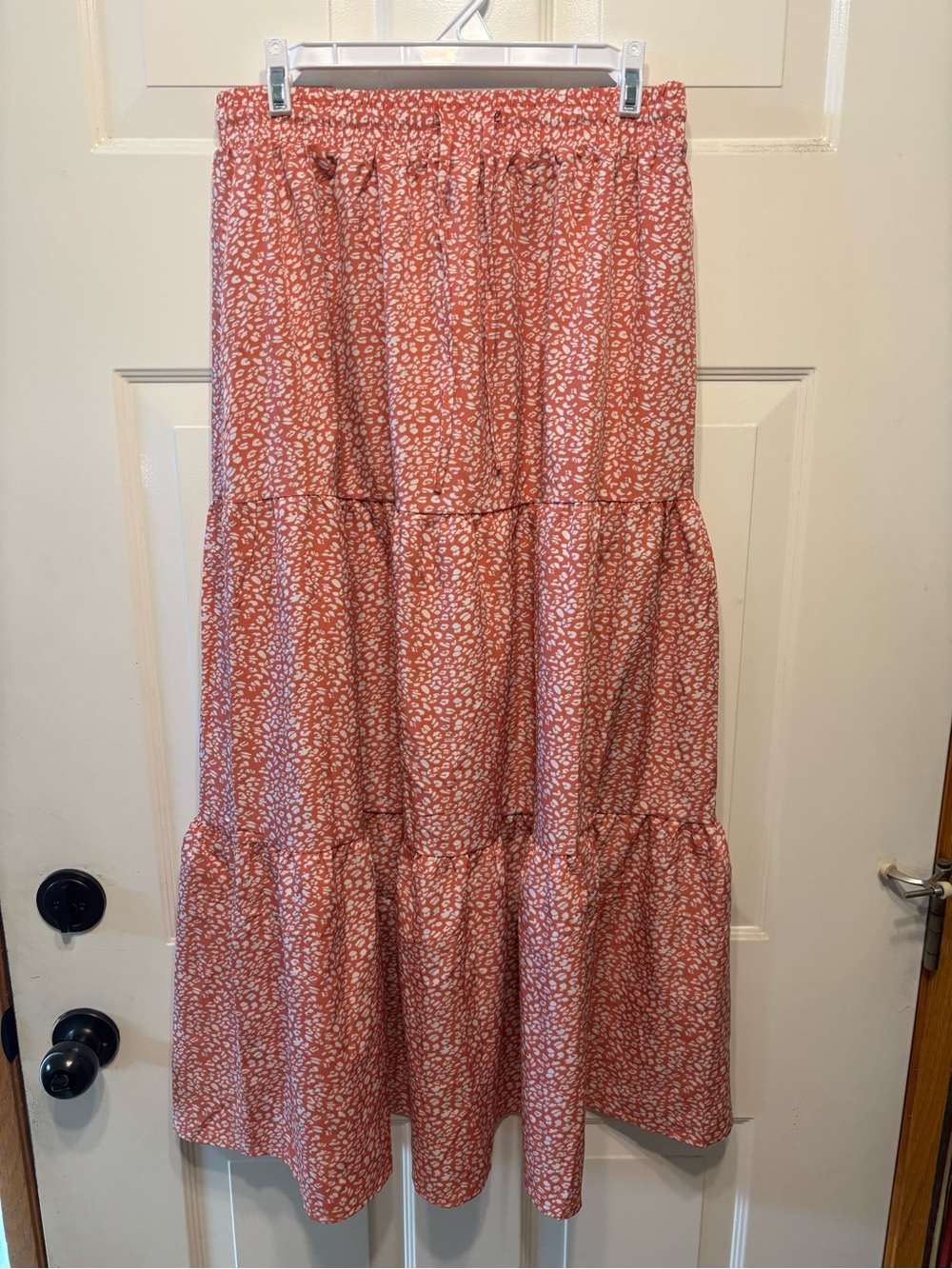 Lyrur coral/off white Floral Tiered Maxi Skirt